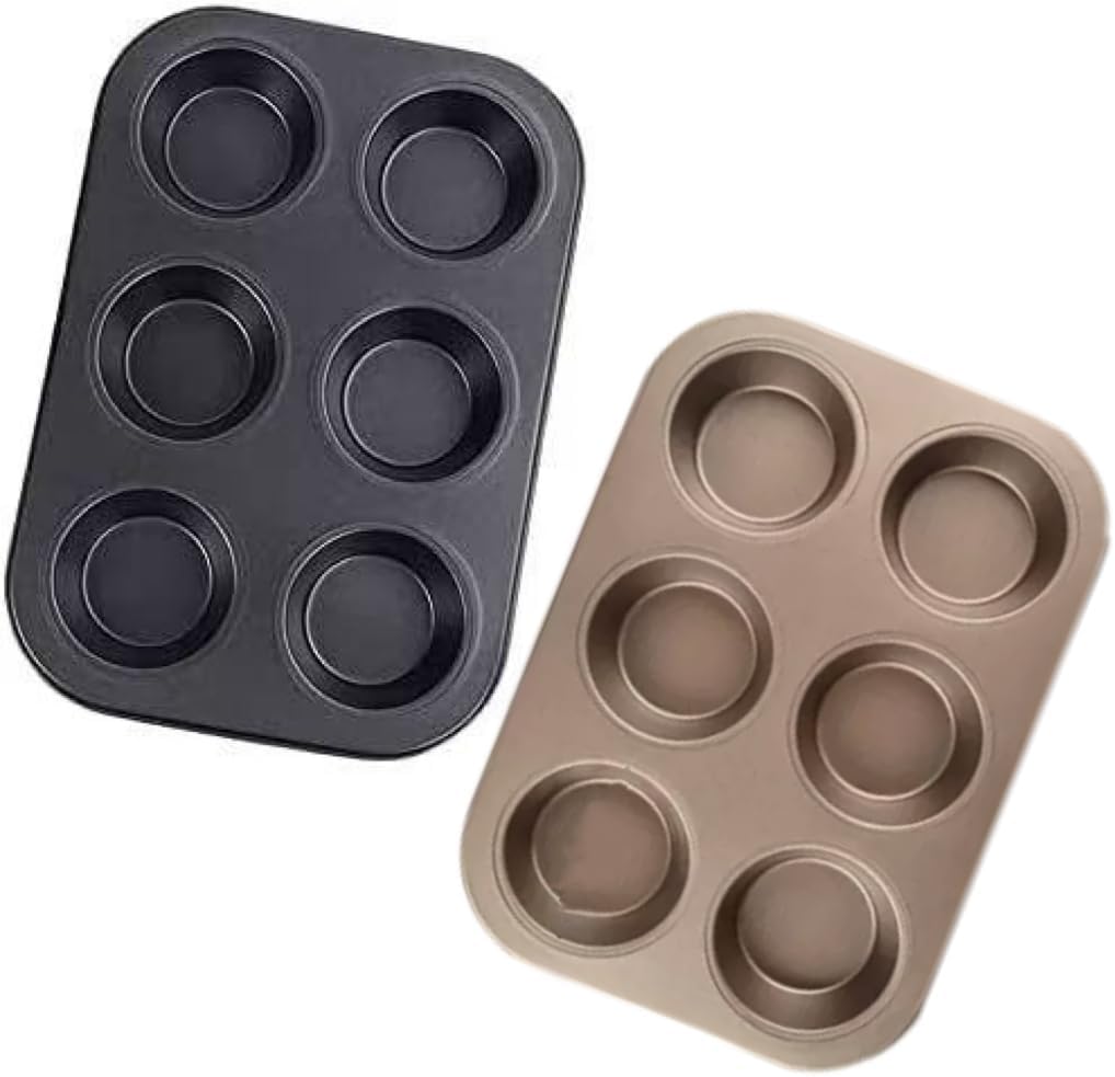 Large Cupcake Trays, Deep Six-Cup Muffin Tin Pair