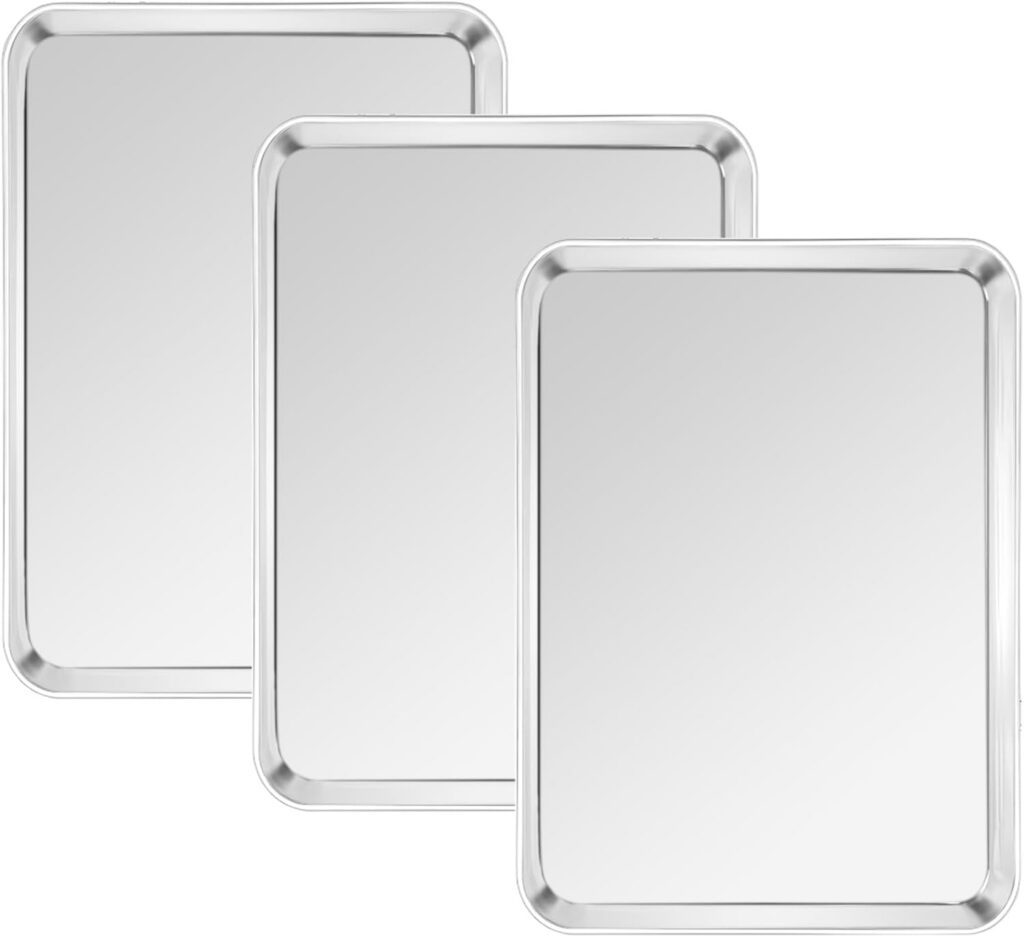 Large Stainless Cookie Sheets for Oven & Dishwasher, Set of 3