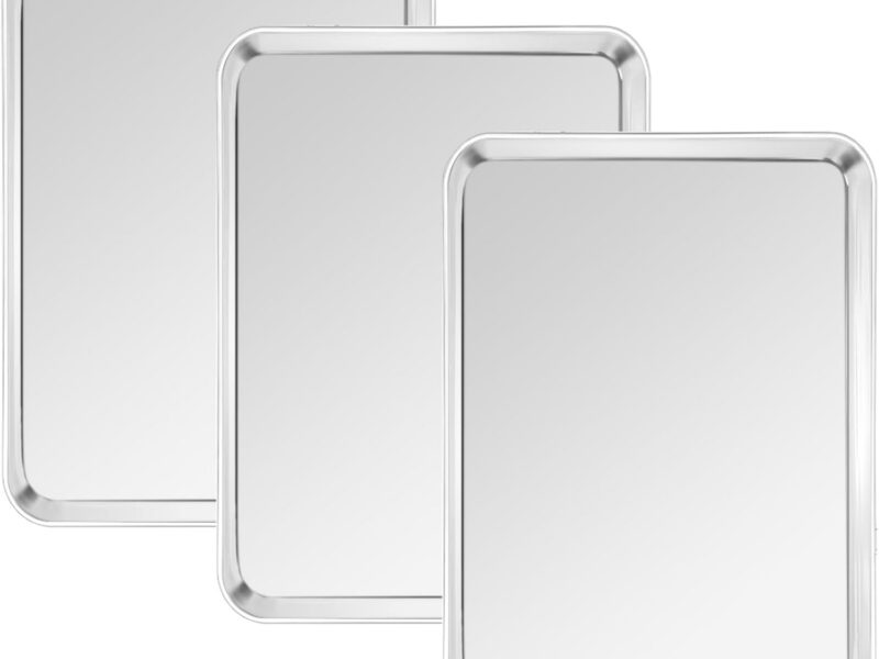 Large Stainless Cookie Sheets for Oven & Dishwasher, Set of 3
