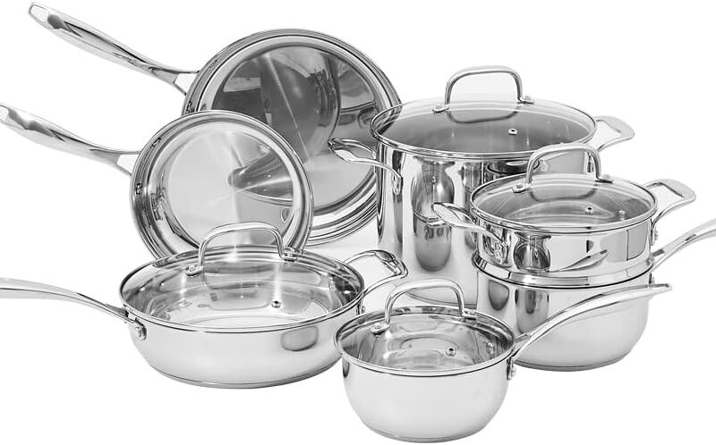 Stainless Steel Cookware Set, 11-Piece Pots & Pans