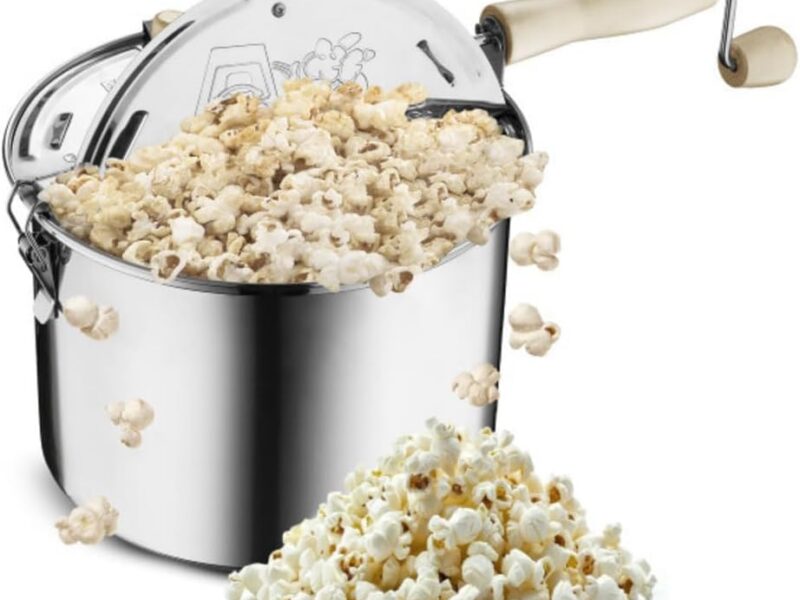 Great Northern Stainless-Steel Stovetop Popcorn Popper, 6.5-Quart, Hand Crank & Stir Paddle