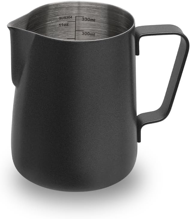 watchget 350ml Black Stainless Steel Frothing Pitcher