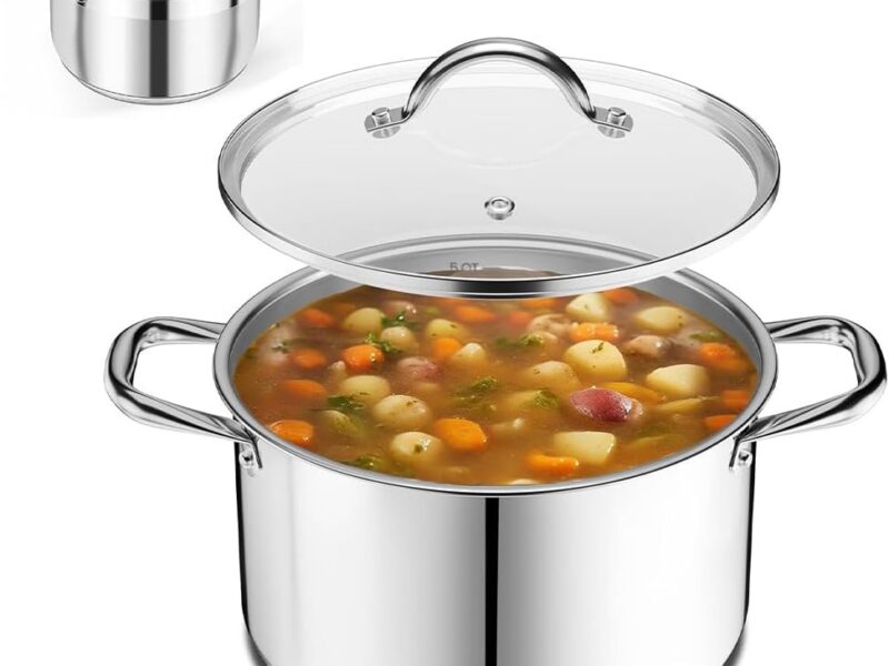 Stainless Steel Stock Pot, 8.5L, Glass Lid