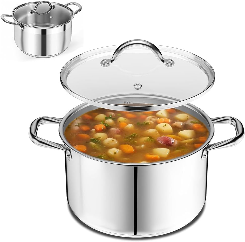 Stainless Steel Stock Pot, 8.5L, Glass Lid