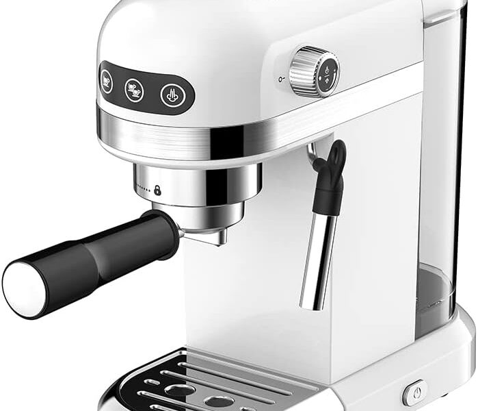 Spector Milk White Barista Espresso Maker with Mug Warmer