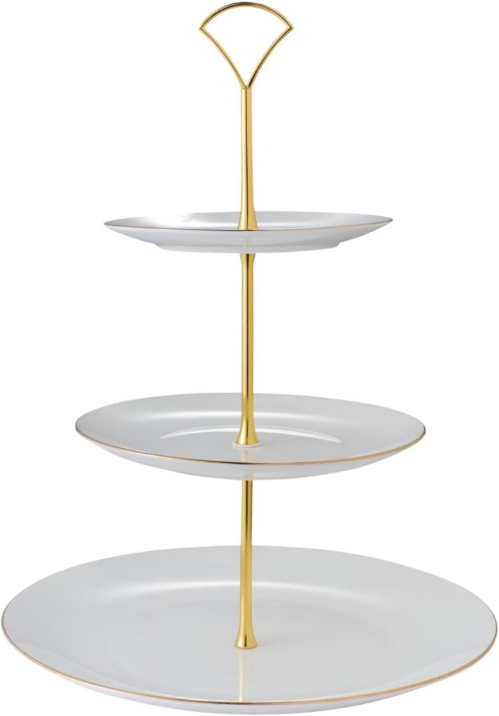Maxwell & Williams White Gold Porcelain Cake Stand, Three-Tiered