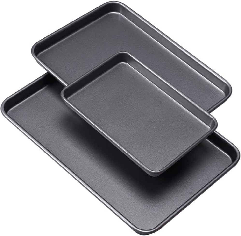 Thick Carbon Steel Nonstick Baking Trays, Three Pack
