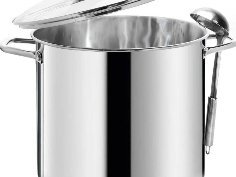 HOMICHEF Nickel Free Stainless Steel Stock Pot, 22.5 Litre, Lid