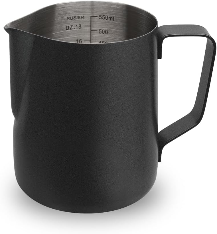 watchget 600ml Black Stainless Steel Frothing Pitcher