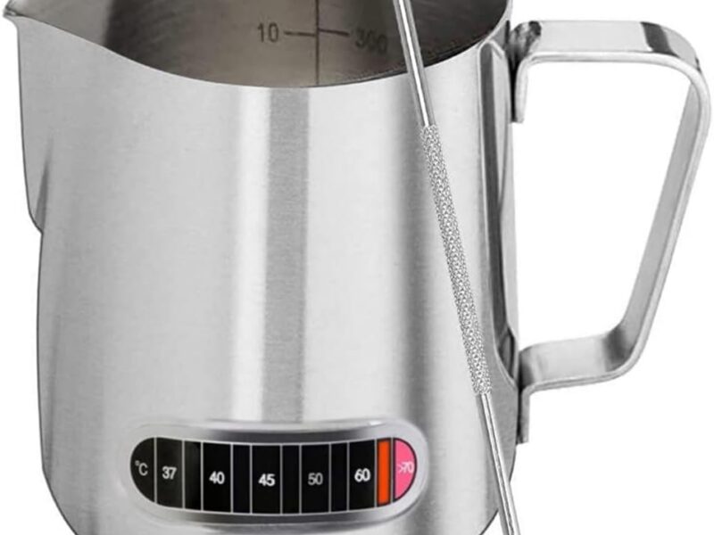 KITment 350ml Stainless Steel Frothing Pitcher with Pen