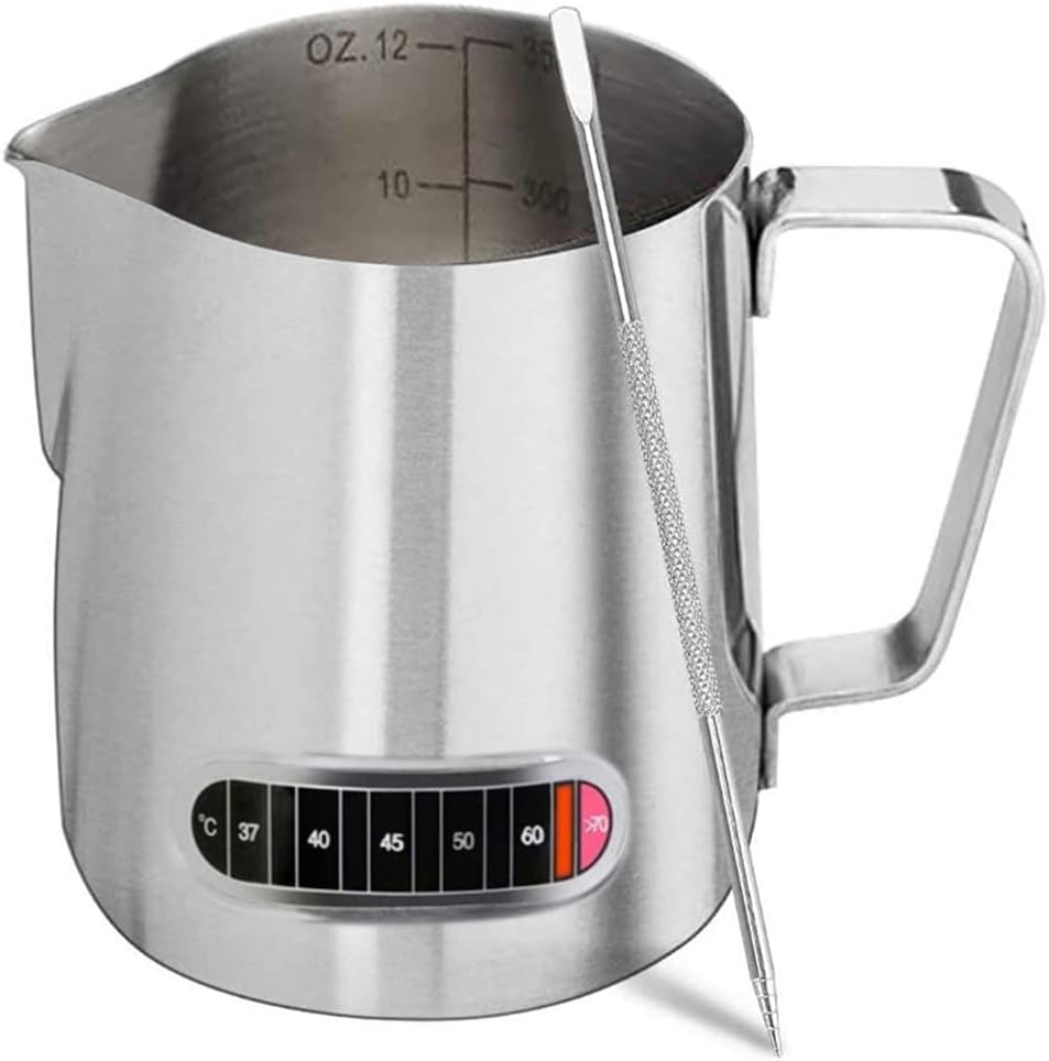 KITment 350ml Stainless Steel Frothing Pitcher with Pen