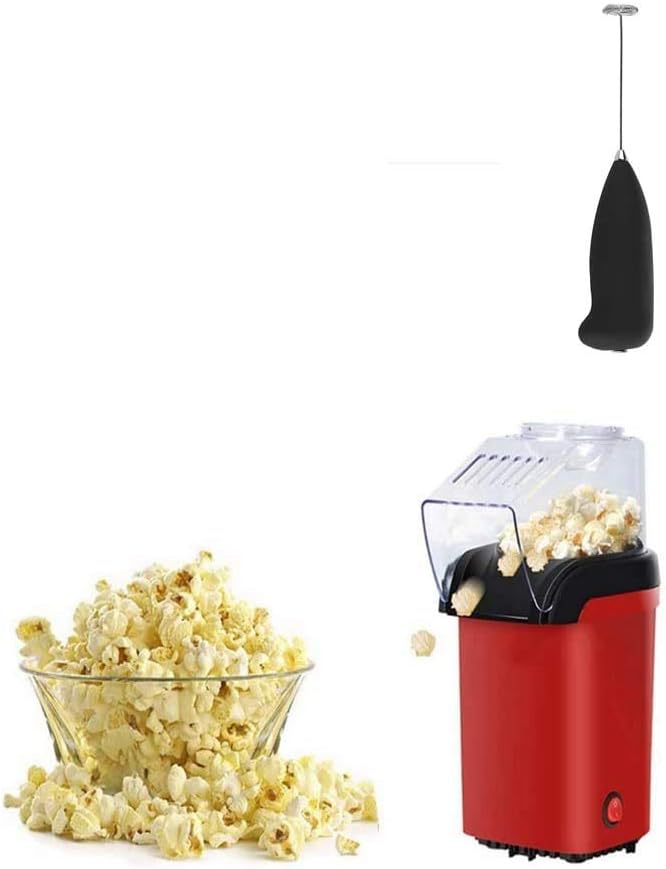 Mini Electric Popcorn Machine with Built-In Milk Frother, 1100W
