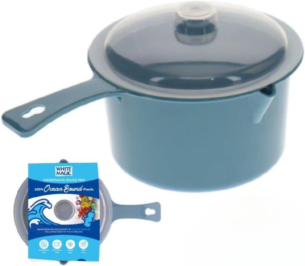White Magic Ocean Bound Recycled Plastic Microwave Saucepan with Lid