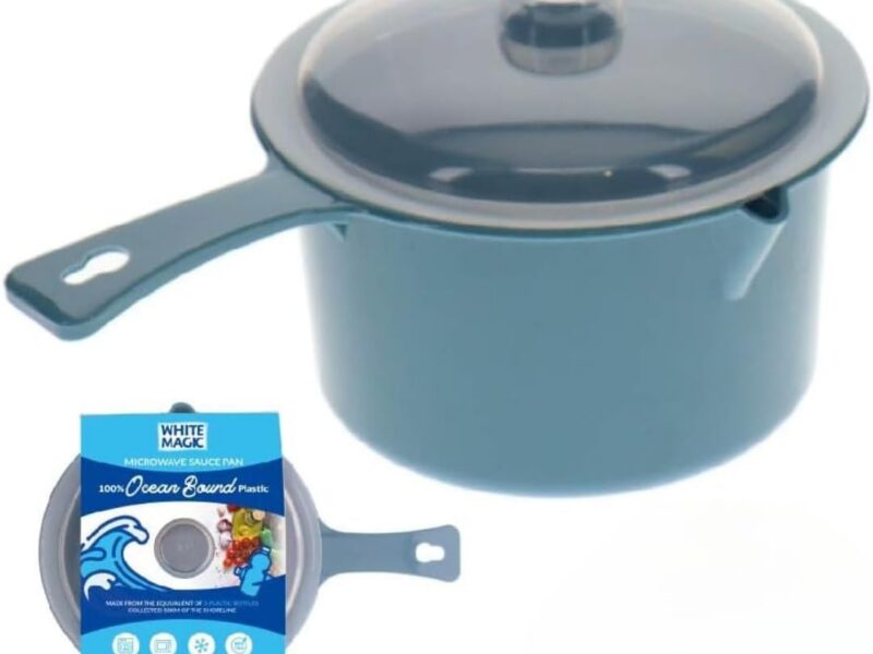 White Magic Ocean Bound Recycled Plastic Microwave Saucepan with Lid