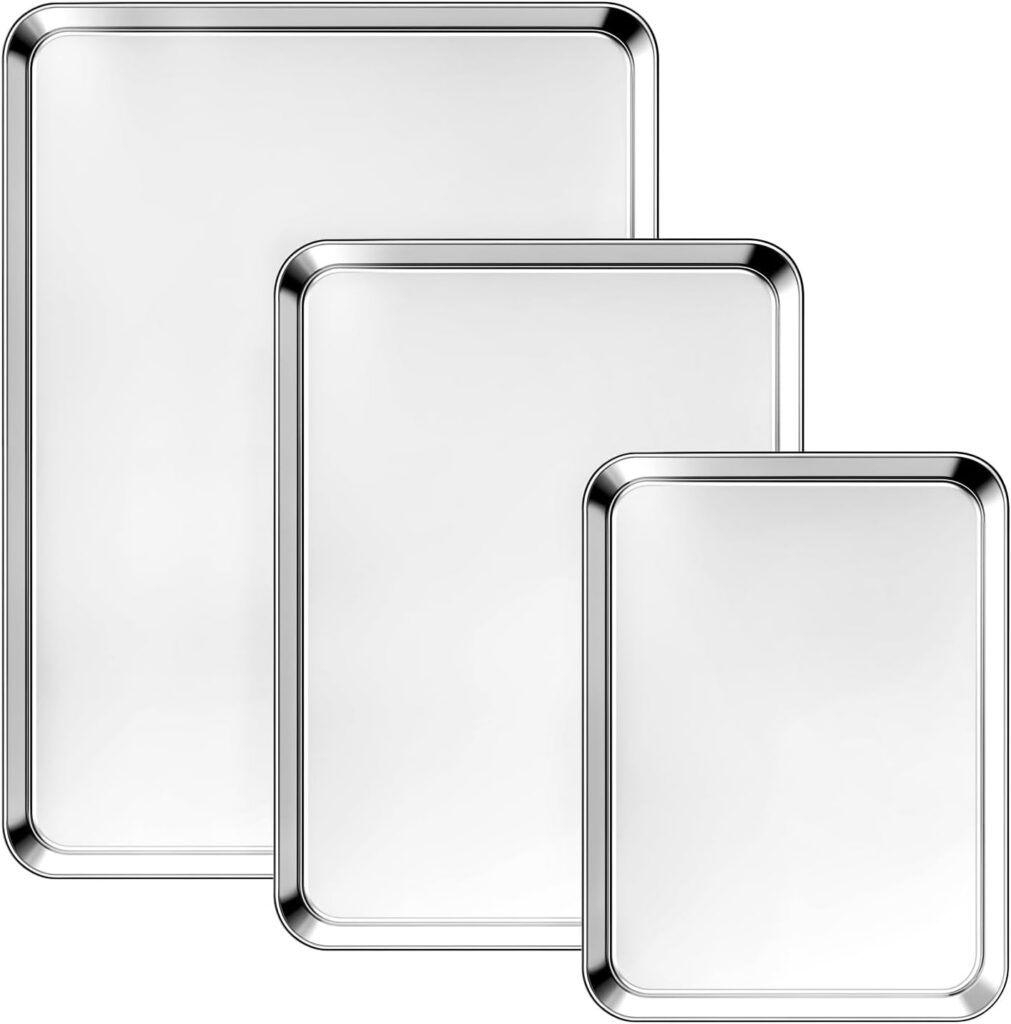 Small, Medium & Large Stainless Cookie Sheets, 3 Pack