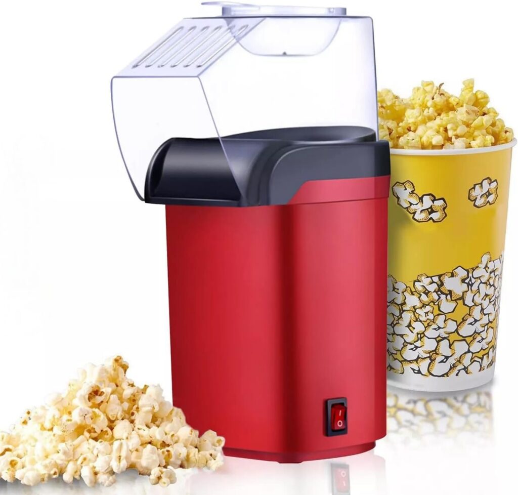 Electric Home Theatre Hot Air Popcorn Maker, Red, 95% Popping Rate