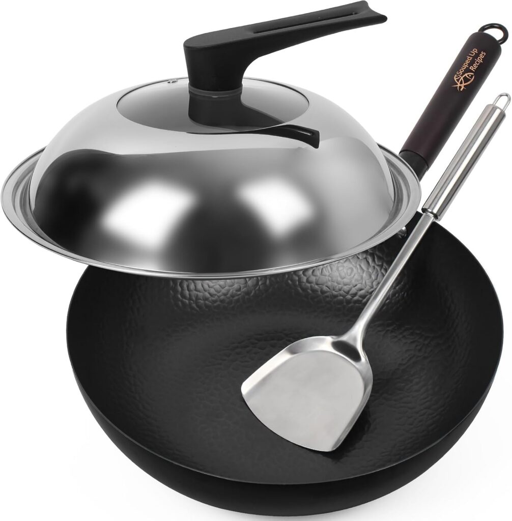 Souped Up Recipes Carbon Steel Wok, 13.4 Inch with Spatula