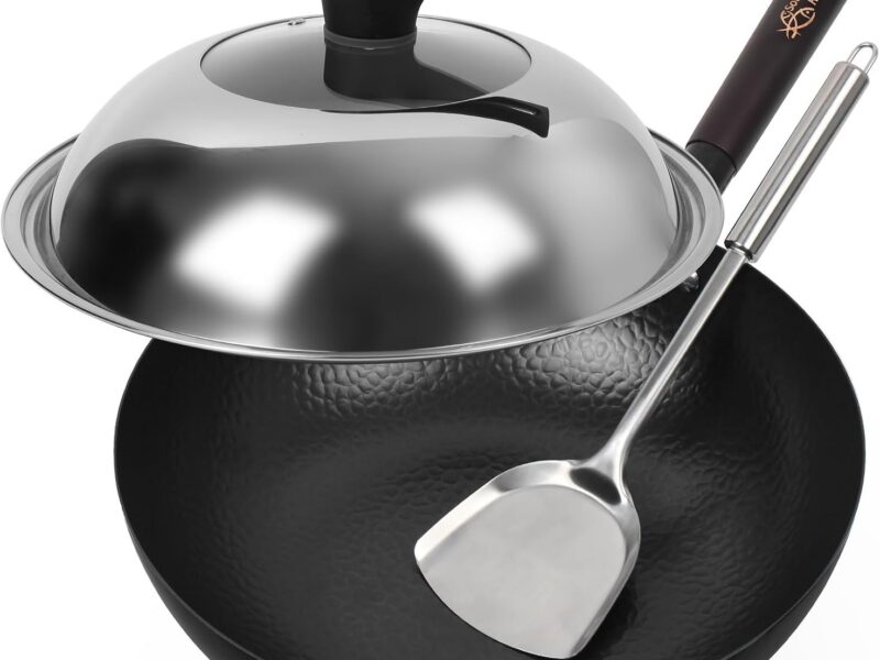 Souped Up Recipes Carbon Steel Wok, 13.4 Inch with Spatula