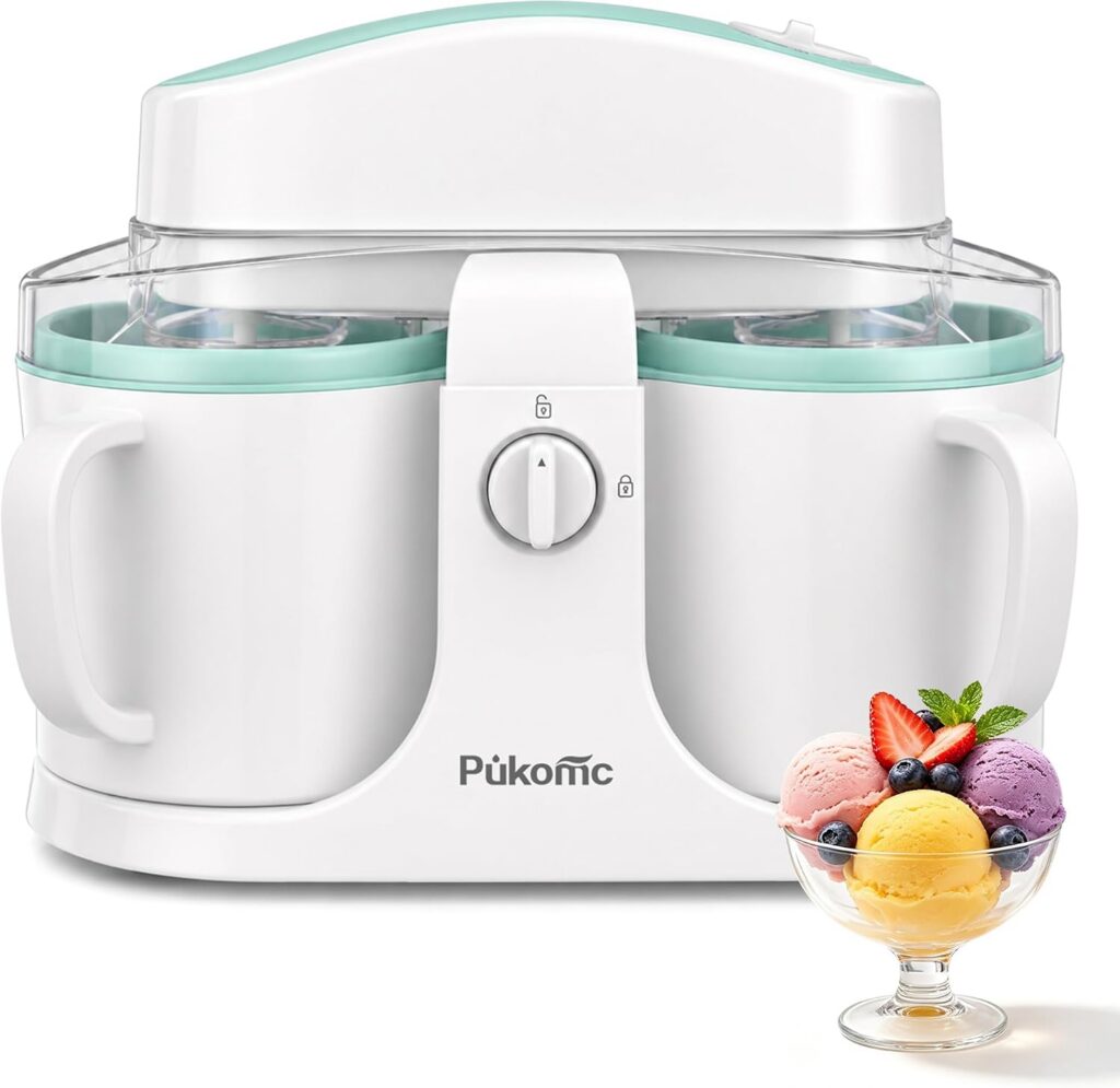 Pukomc Ice Cream Maker with Two Bowls, Easy Clean
