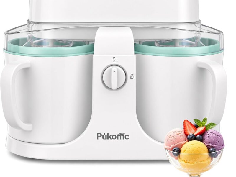 Pukomc Ice Cream Maker with Two Bowls, Easy Clean