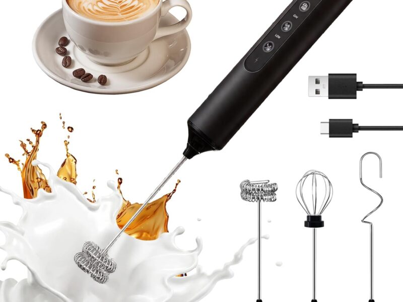 Katbite Three-Whisk Electric Frother with Metal Stand