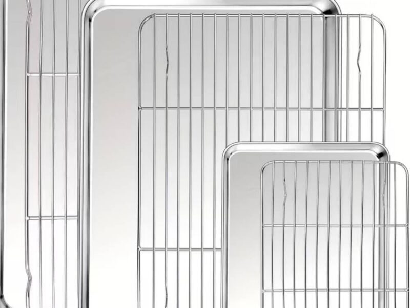 Three-Size 304 Stainless Baking Tray Set with Rack