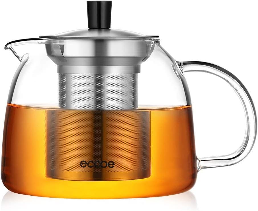 ecooe Stovetop Glass Tea Pot with Steel Infuser