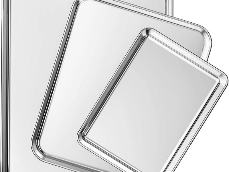 Mirror-Finish Stainless Cookie Sheets, Three-Piece Set