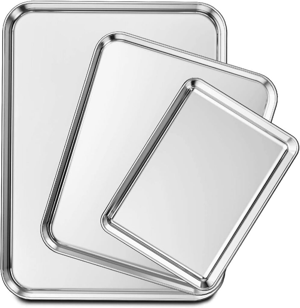Mirror-Finish Stainless Cookie Sheets, Three-Piece Set