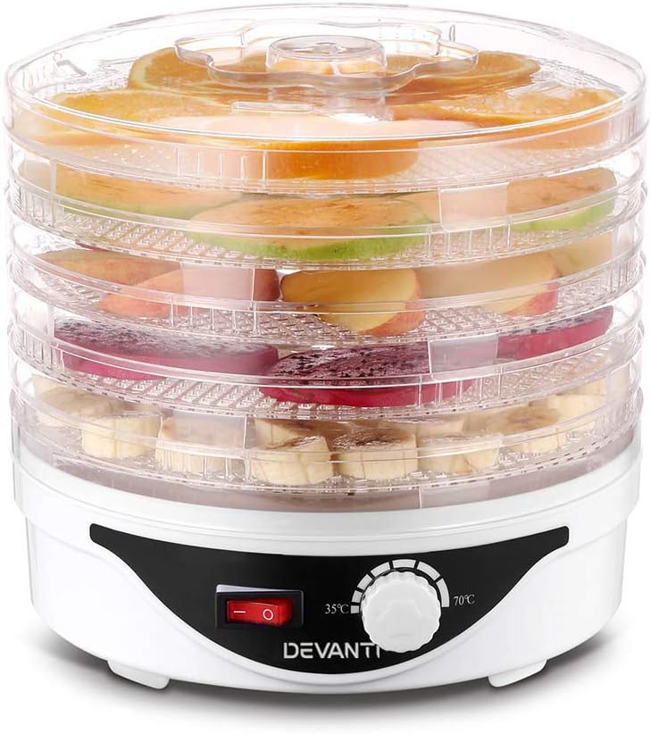 Devanti 5-Tray Food Dehydrator, 245W One-Touch Heat Control