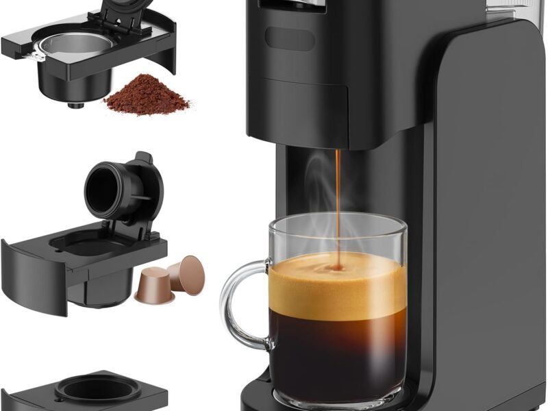 Three-in-One Multi-Capsule Espresso Maker, Black