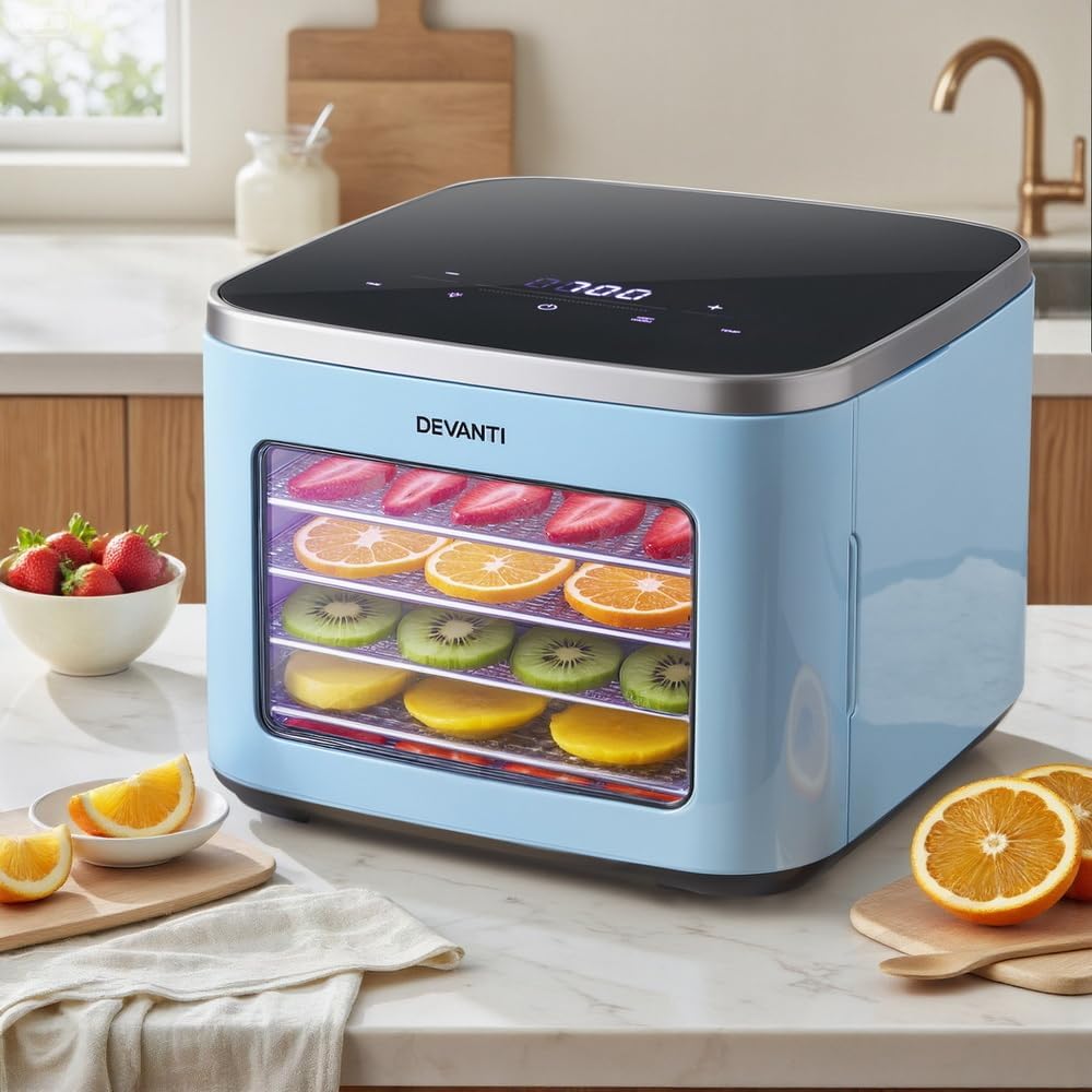 Devanti Mini 5-Tray Food Dehydrator, LED Touchscreen & 48H Timer
