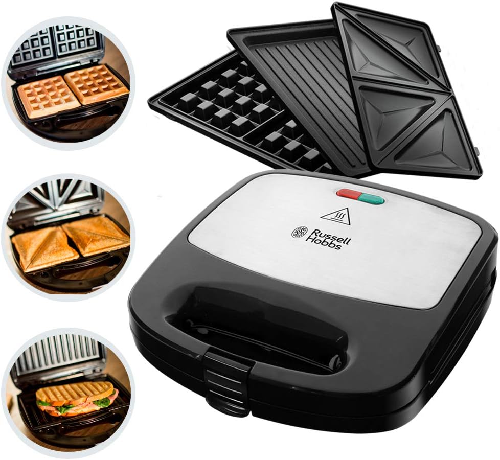 Russell Hobbs Fiesta 3-in-1 Sandwich Maker, Waffle Iron & Contact Grill, 24540-56