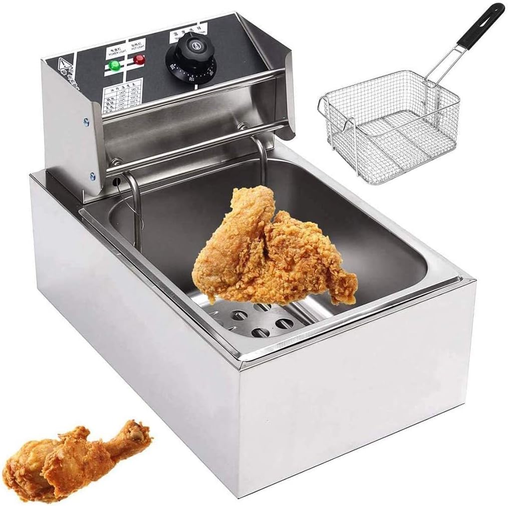 TOMVAES 6L Stainless Steel Electric Deep Fryer, Single Tank