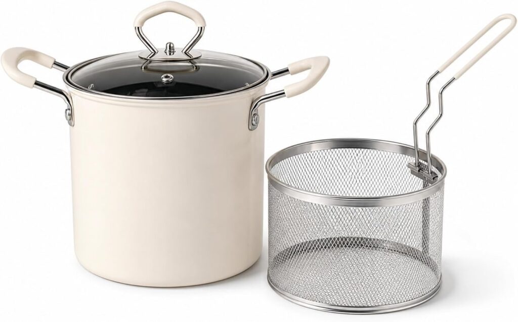 2.8L Stovetop Deep Fryer Pot with Basket and Lid