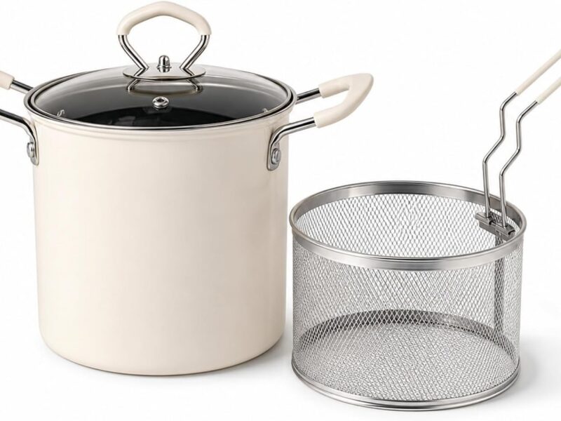2.8L Stovetop Deep Fryer Pot with Basket and Lid
