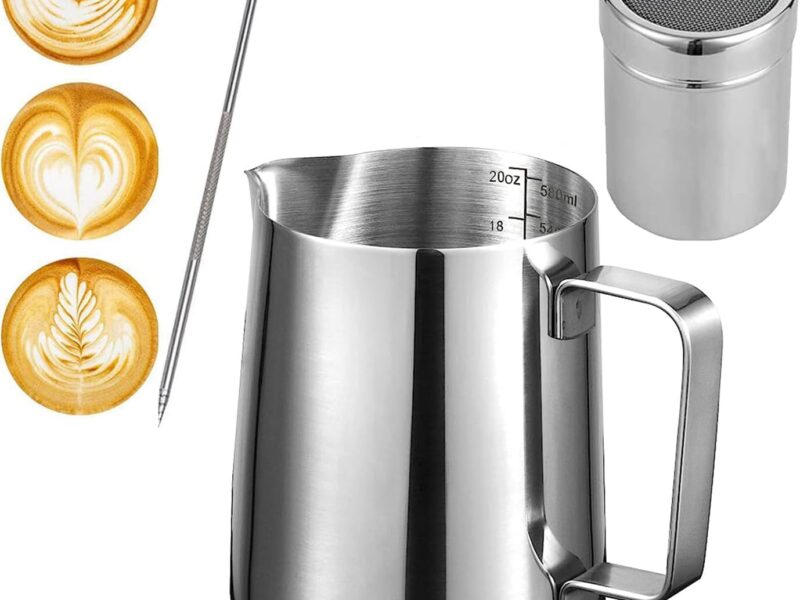 Answaily 600ml Stainless Steel Frothing Pitcher Set