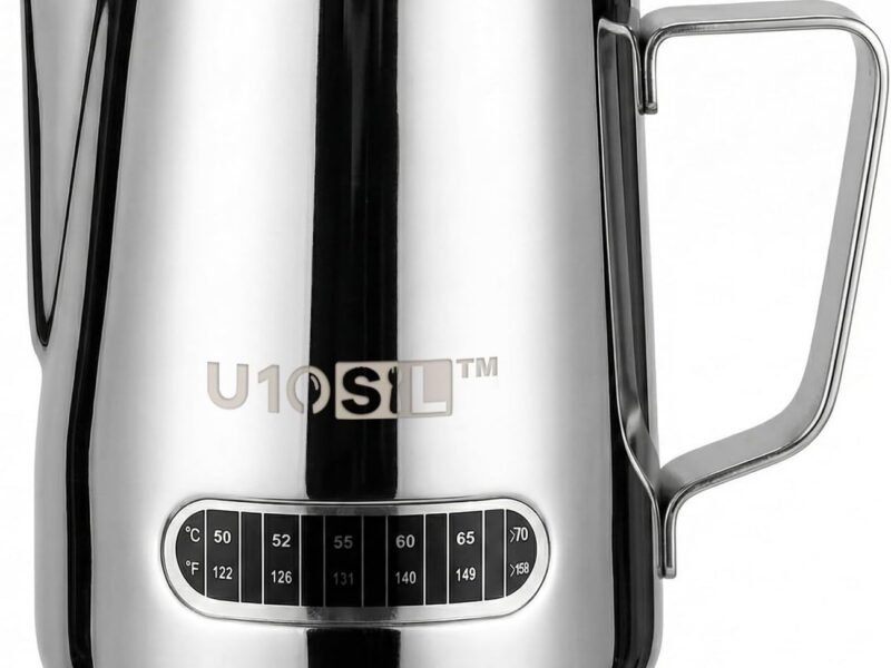 U10SIL 600ml Milk Frothing Jug with Thermometer