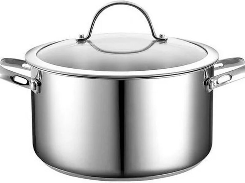 Cooks Standard Stainless Steel Dutch Oven Stockpot, 6-Quart, Glass Lid