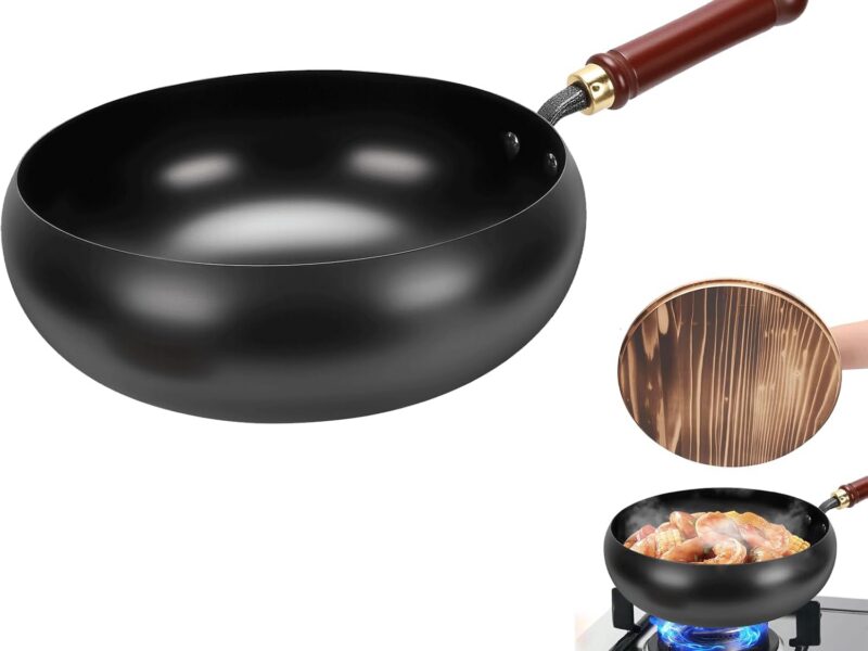 Gugxiom Suntuup Cast Iron Wok, 28cm with Wooden Lid