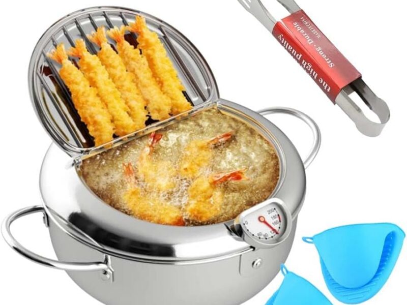 Japanese Style 3.4L Tempura Frying Pot, 304 Stainless Steel