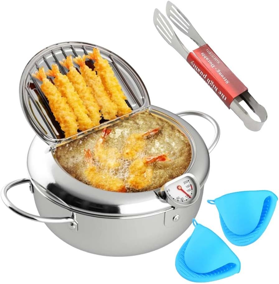 Japanese Style 3.4L Tempura Frying Pot, 304 Stainless Steel