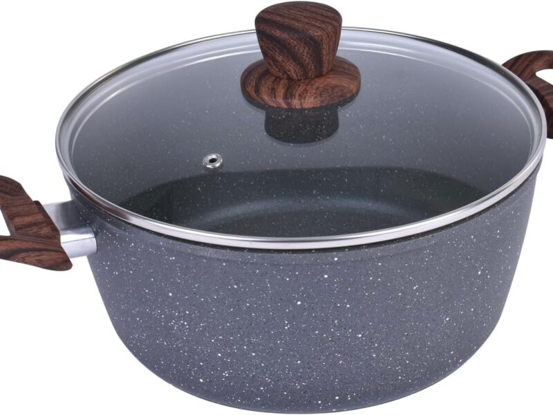Clevinger Nonstick Marble Stock Pot, 24CM, Lid