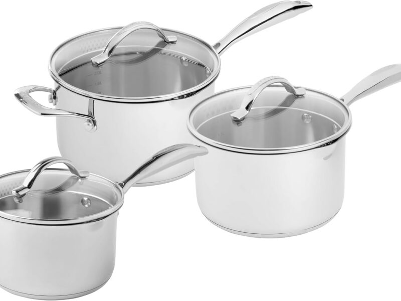 Scanpan STS Covered Stainless Steel Saucepan Set, 16cm, 18cm & 20cm