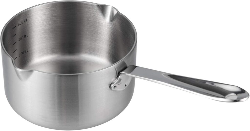 IMEEA Stainless Steel Milk Pan, 600ml with Double Pour Spouts