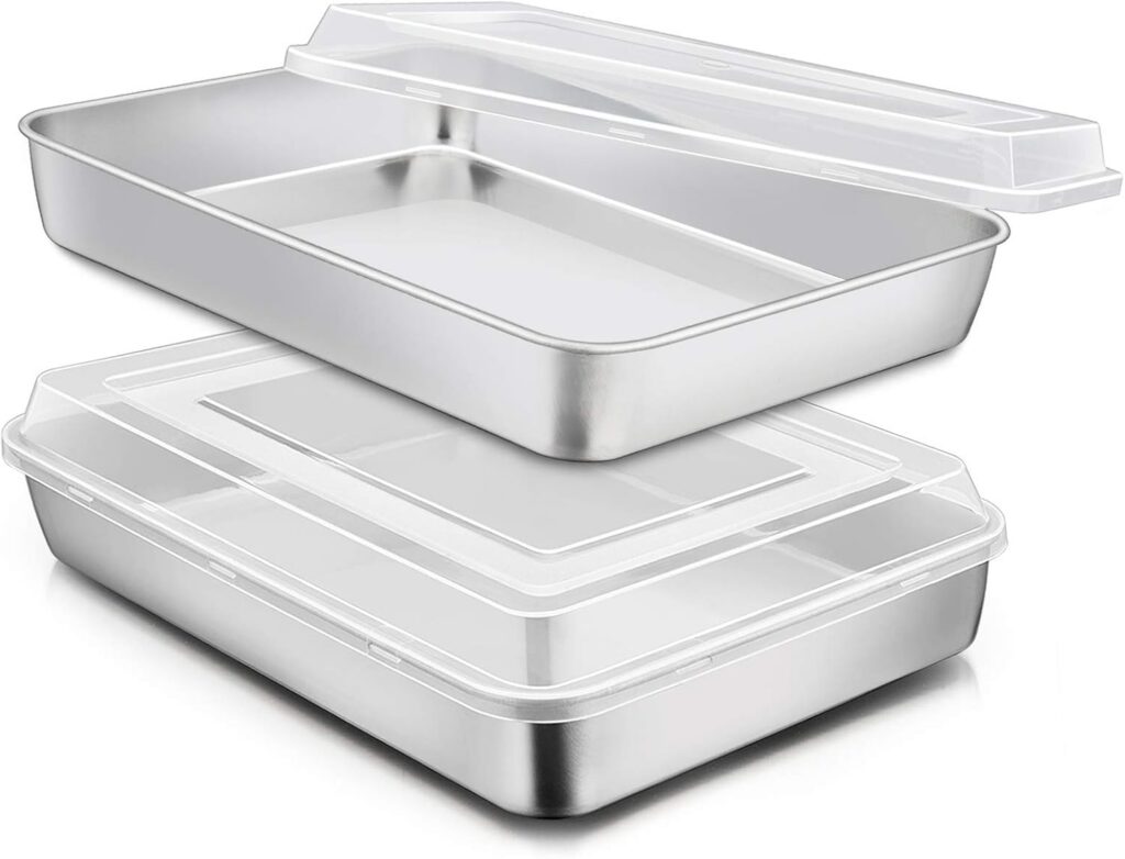 E-far Covered Stainless Sheet Cake Pans, Set of 2