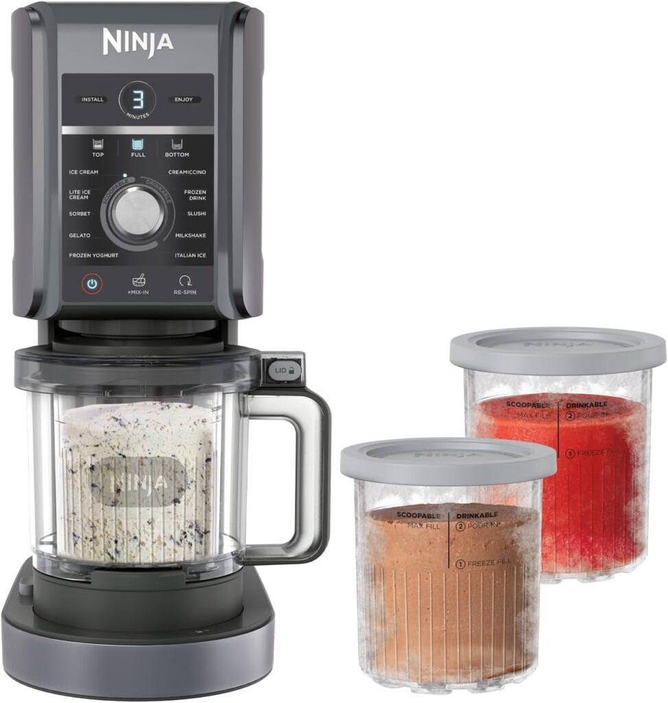 Ninja CREAMi Deluxe 11-in-1 Frozen Treat Maker, 2 Tubs