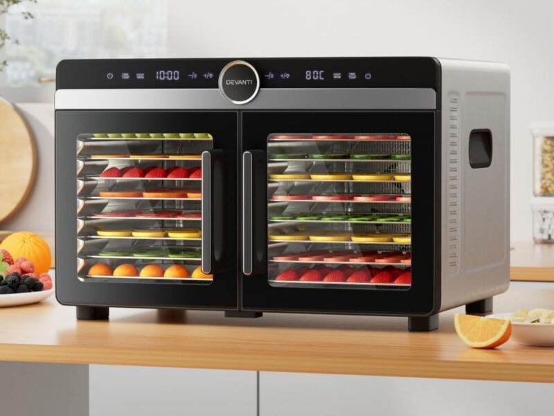 Devanti 16-Tray Food Dehydrator, 1400W Dual Zone & LED Touchscreen