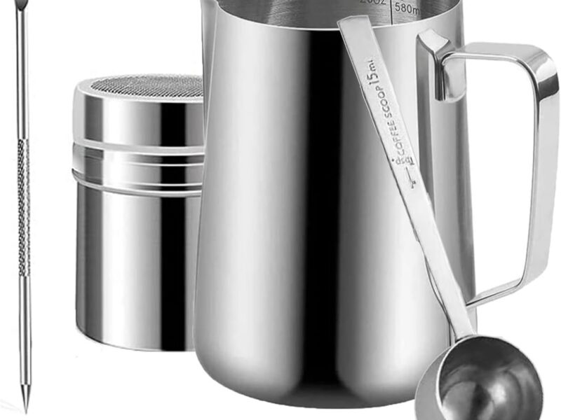 AHYUANBA 600ml Stainless Steel Frothing Pitcher Set