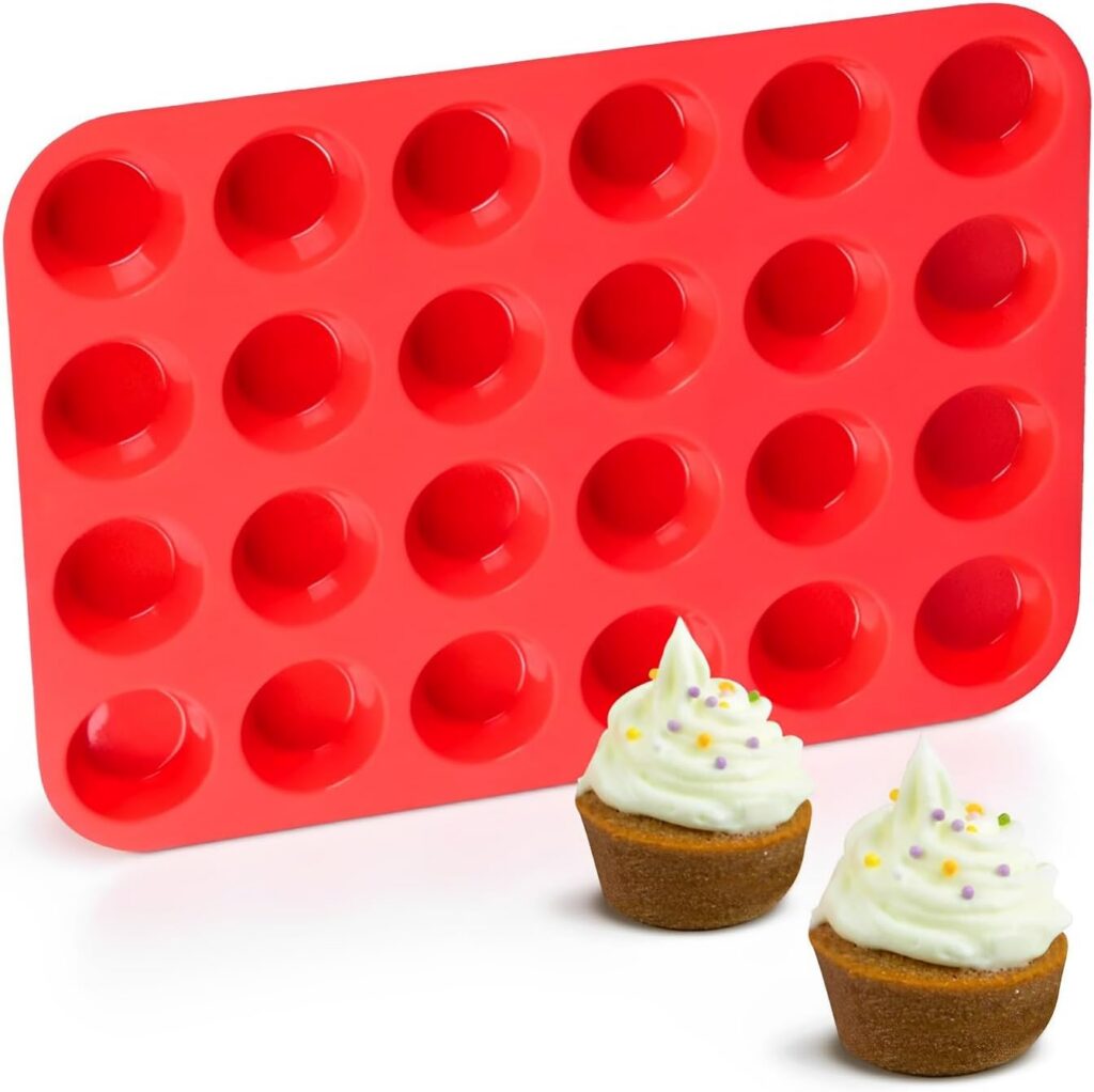 Red Silicone Mini Muffin Mould, 24 Cavity